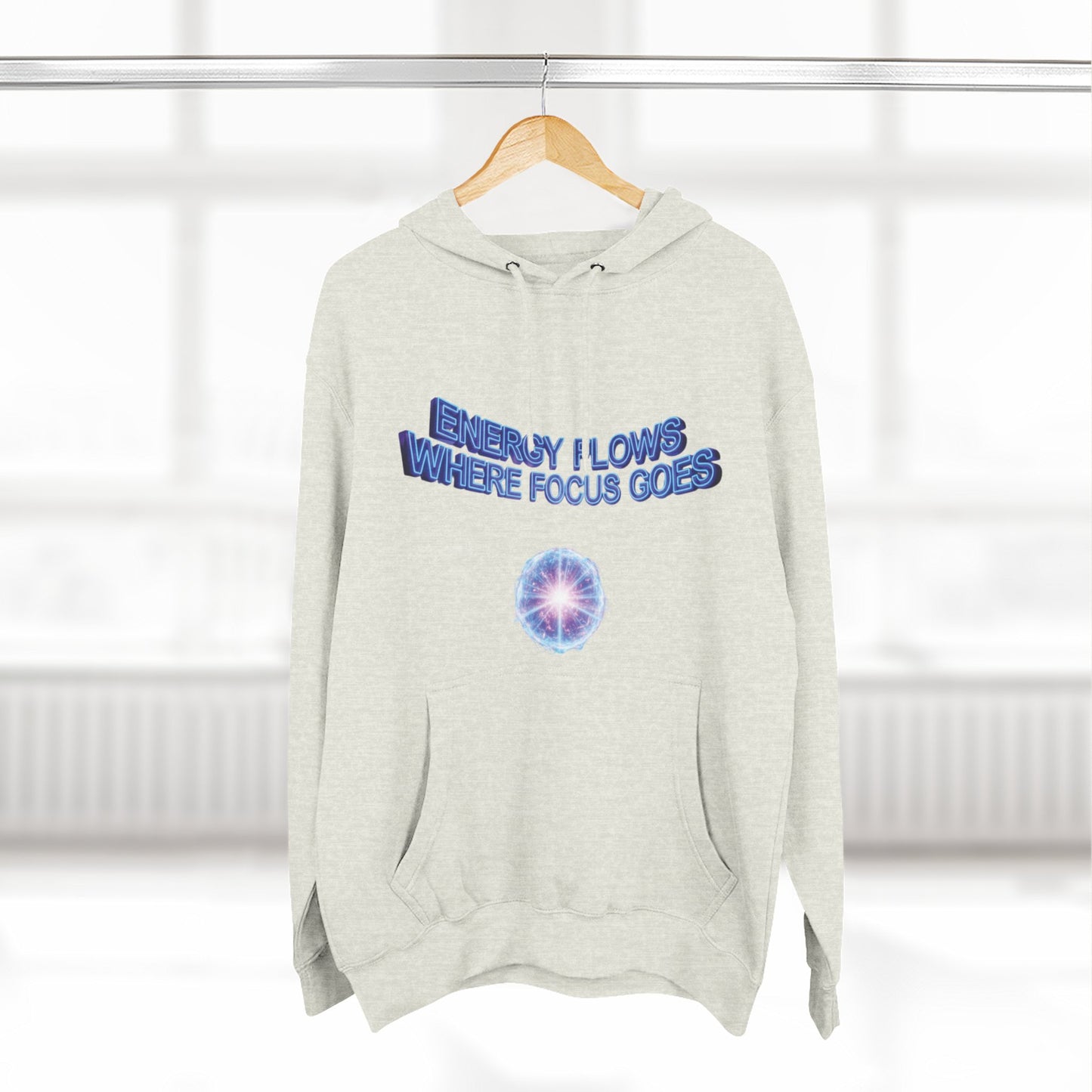 Inspirational Three-Panel Fleece Hoodie - Motivational Sweatshirt, Cozy Gift, Casual Wear, Energy Flows Hoodie, Focused Attitude Apparel