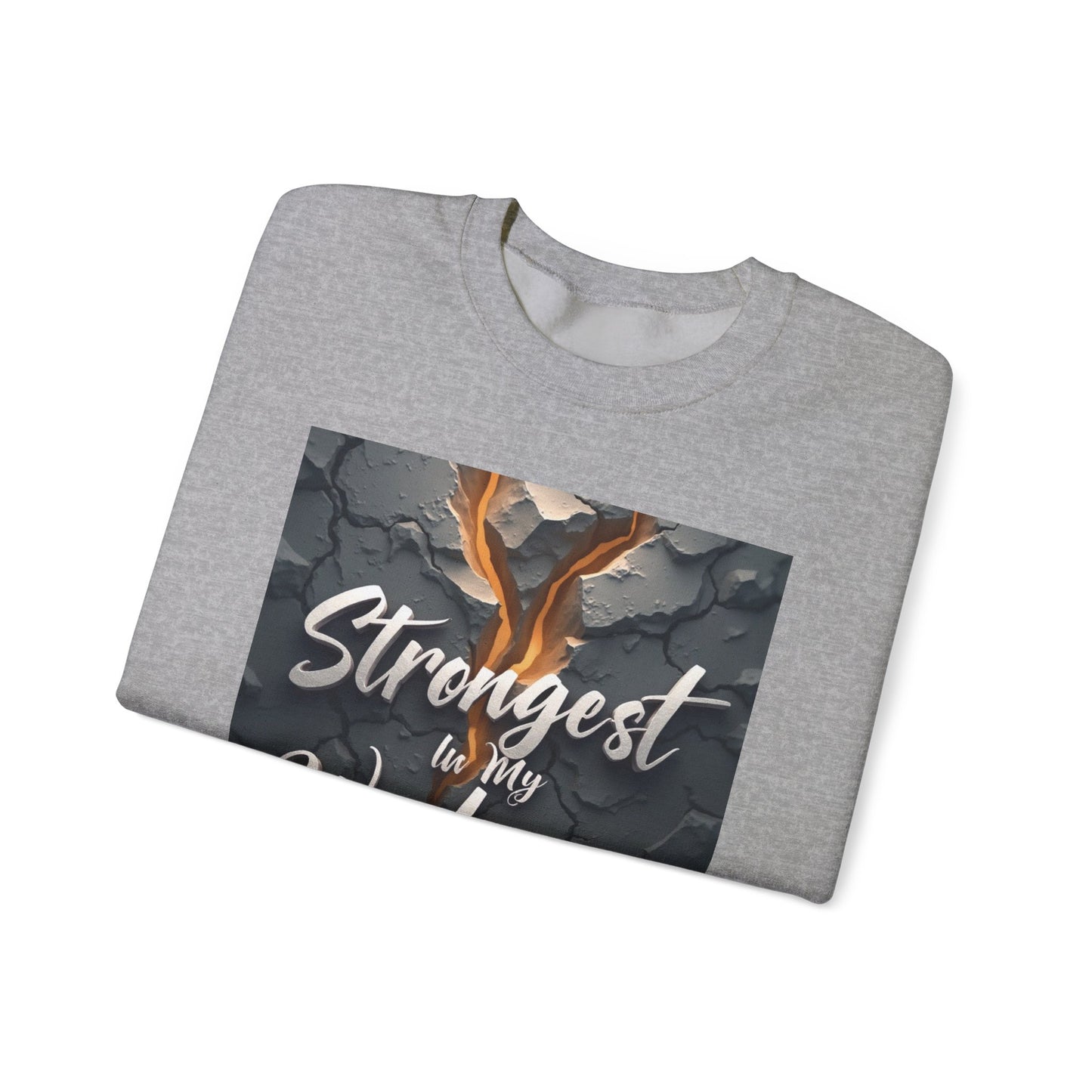 Inspirational Crewneck Sweatshirt - ‘Strongest to My Weakness’ | Cozy Gift, Motivational Wear, Unisex Apparel, Self-Care, Casual Style