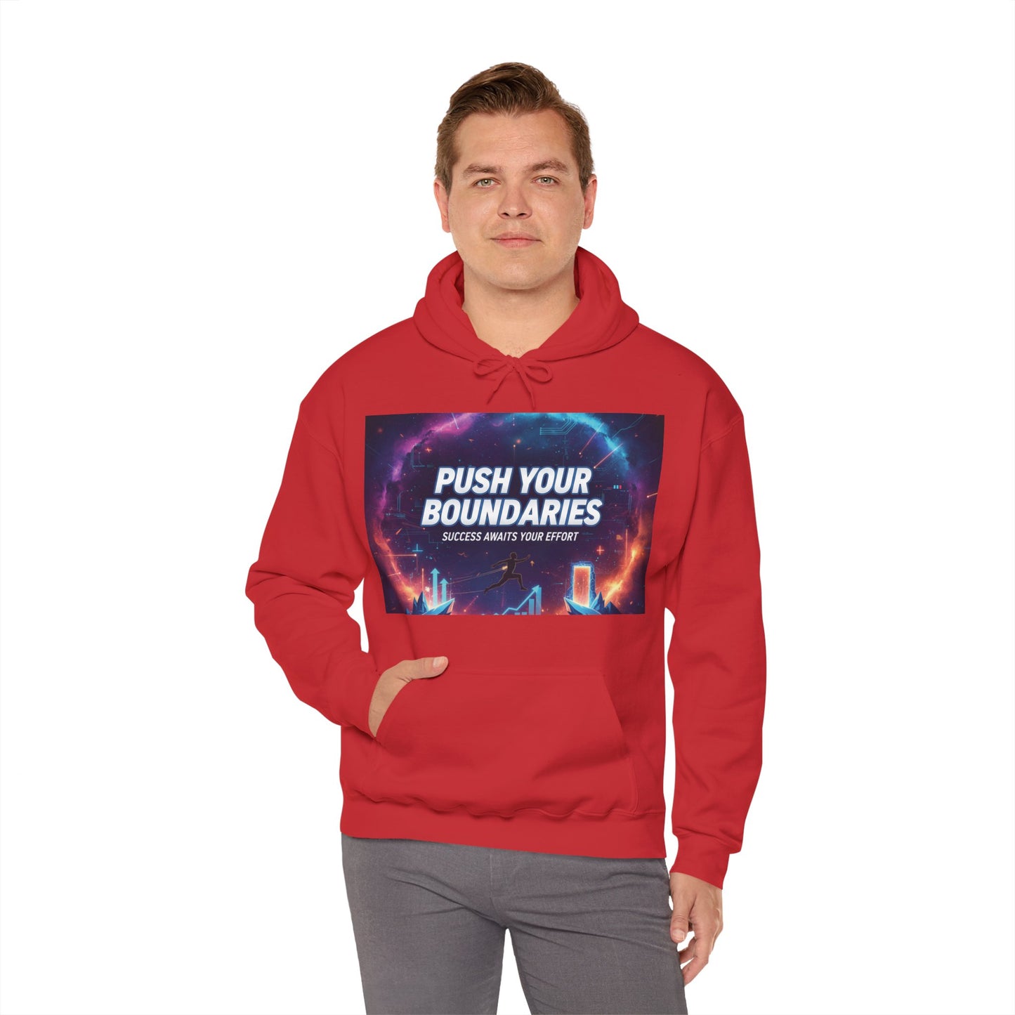 Motivational Graphic Hoodie, Push Your Boundaries Sweatshirt, Gift for Entrepreneurs, Cozy Layer for Success, Inspirational Apparel