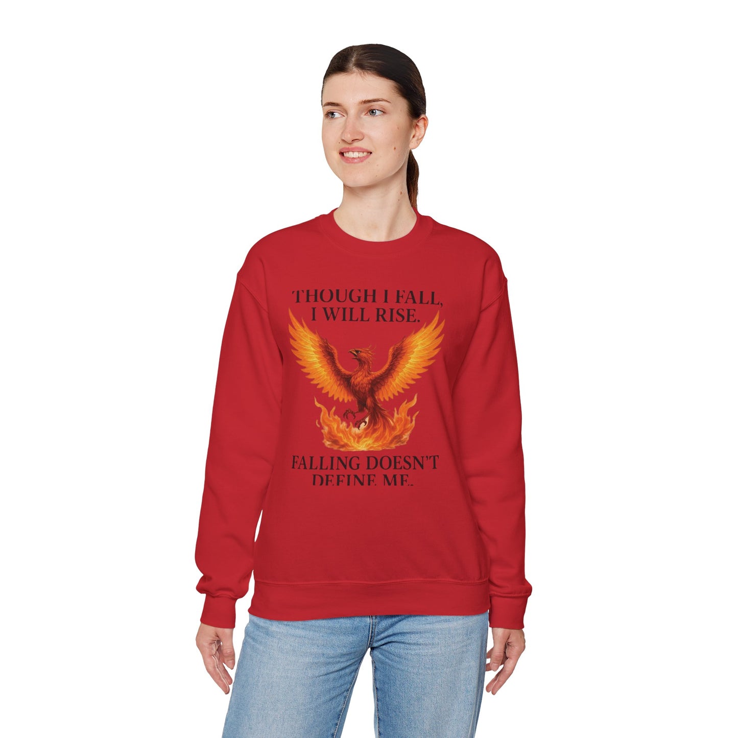 Inspirational Phoenix Crewneck Sweatshirt - Motivational Gift, Cozy Apparel, Unisex Sweatshirt, Fall & Rise Quote, Friendship Gift