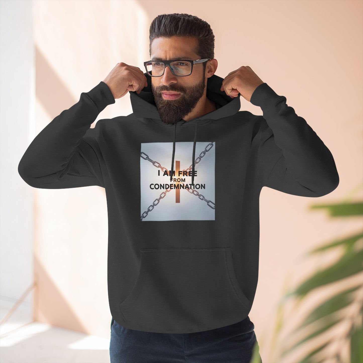 Inspirational Fleece Hoodie, 'I Am Free From Condemnation' Sweatshirt, Cozy Christian Apparel, Gift for Faith & Freedom