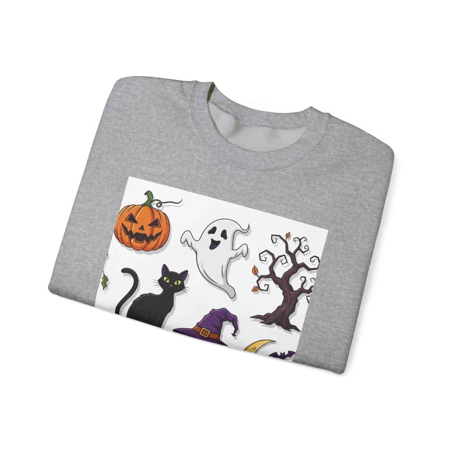 Halloween Spirit Crewneck Sweatshirt - Unisex, Cozy Halloween Gift, Fall Apparel, Spooky Season Sweater, Ghost & Pumpkin Sweatshirt