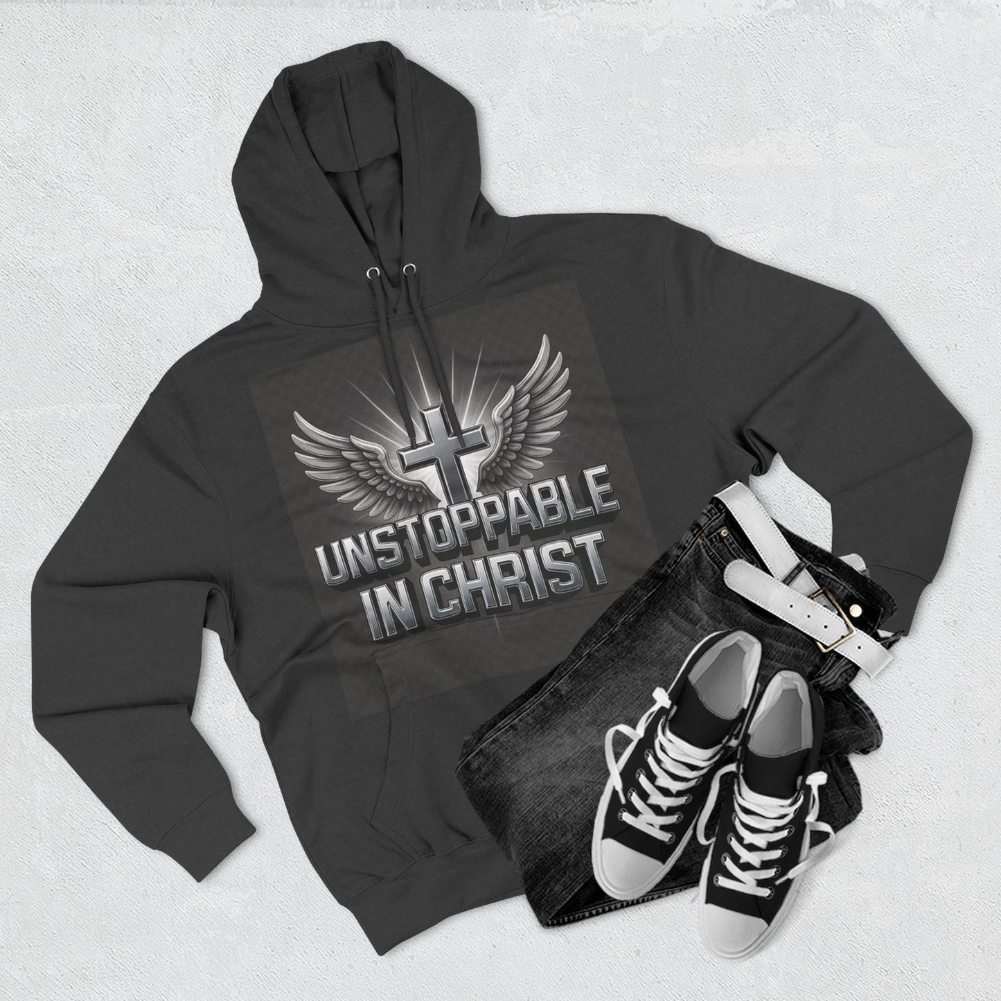 Unstoppable in Christ Hoodie - Inspirational Fleece Sweatshirt for Faith, Christian Gift, Cozy Wear, Faith-Based Apparel