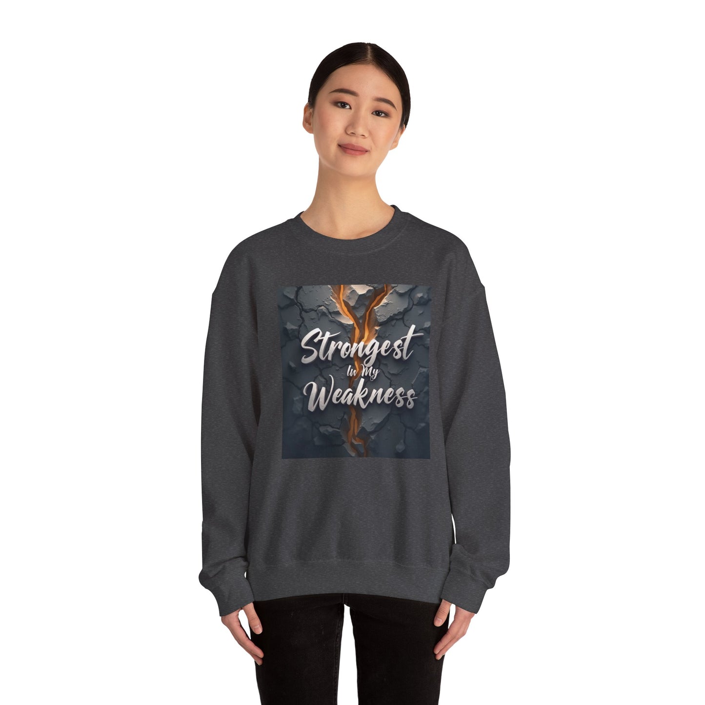 Strongest in My Weakness Sweatshirt | Cozy Unisex Crewneck | Inspirational Gift for Friends, Self-Care, Motivational Wear, Warm Layer