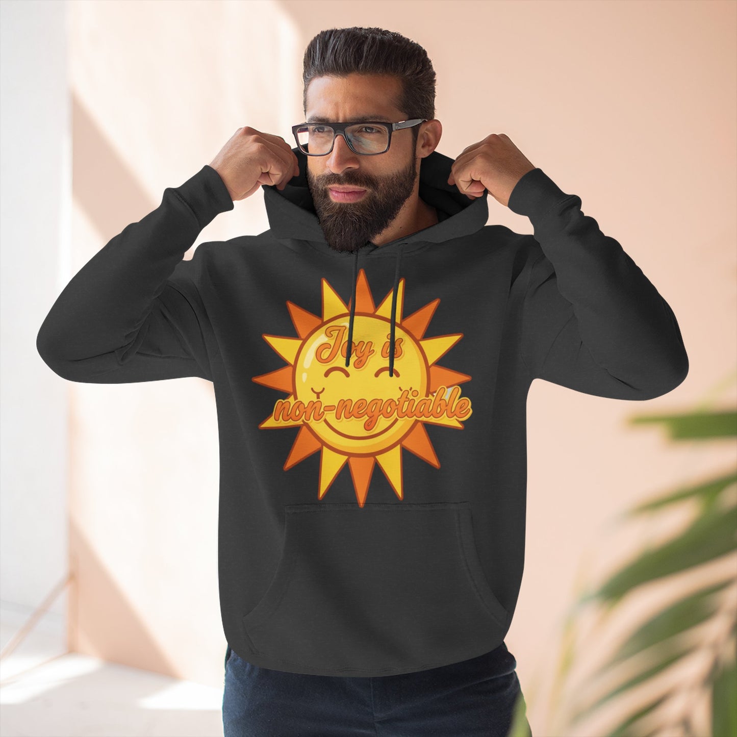 Joyful Fleece Hoodie - Sun Design, Casual Wear, Cozy Gift, Cheerful Apparel, Sunshine Hoodie