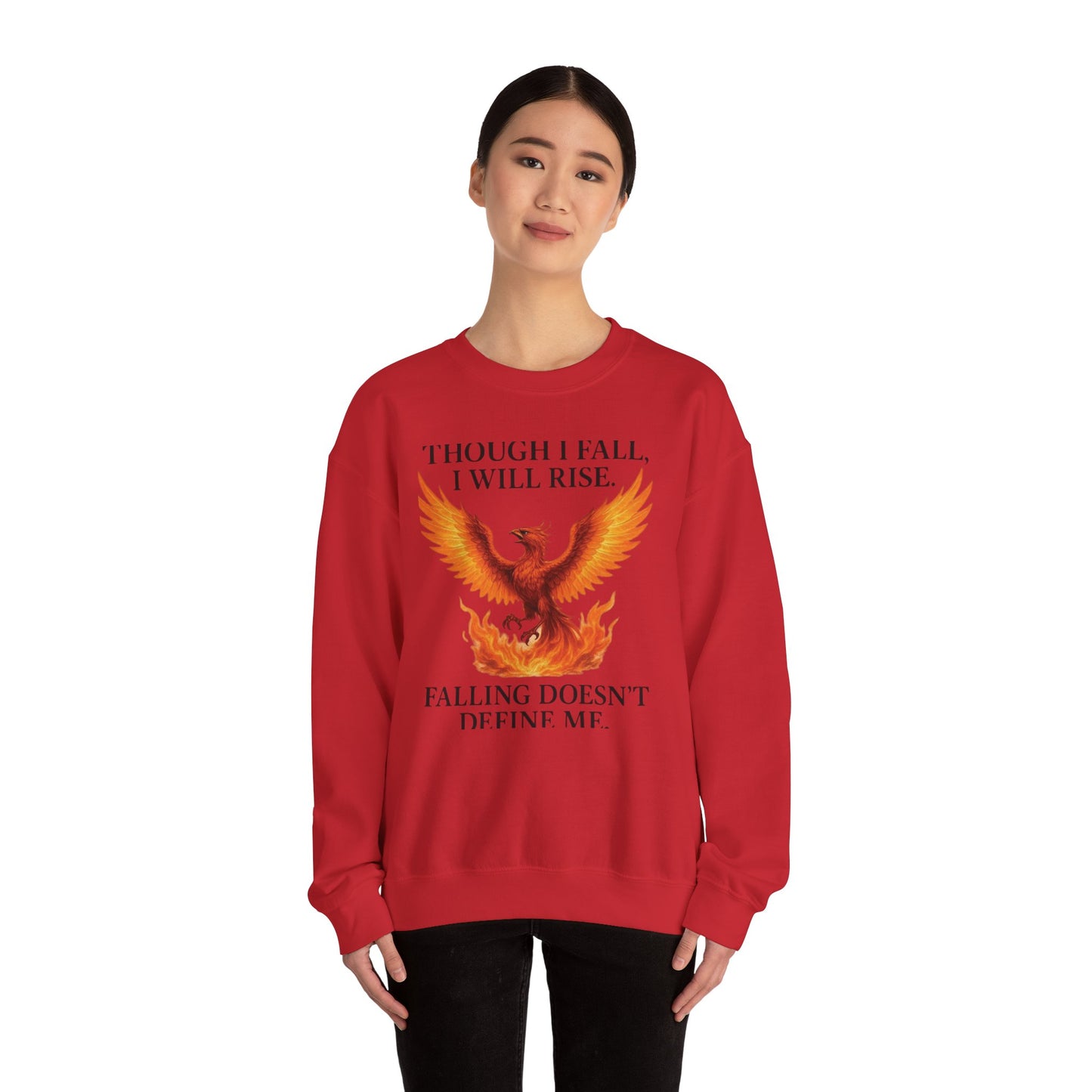 Inspirational Phoenix Crewneck Sweatshirt - Motivational Gift, Cozy Apparel, Unisex Sweatshirt, Fall & Rise Quote, Friendship Gift