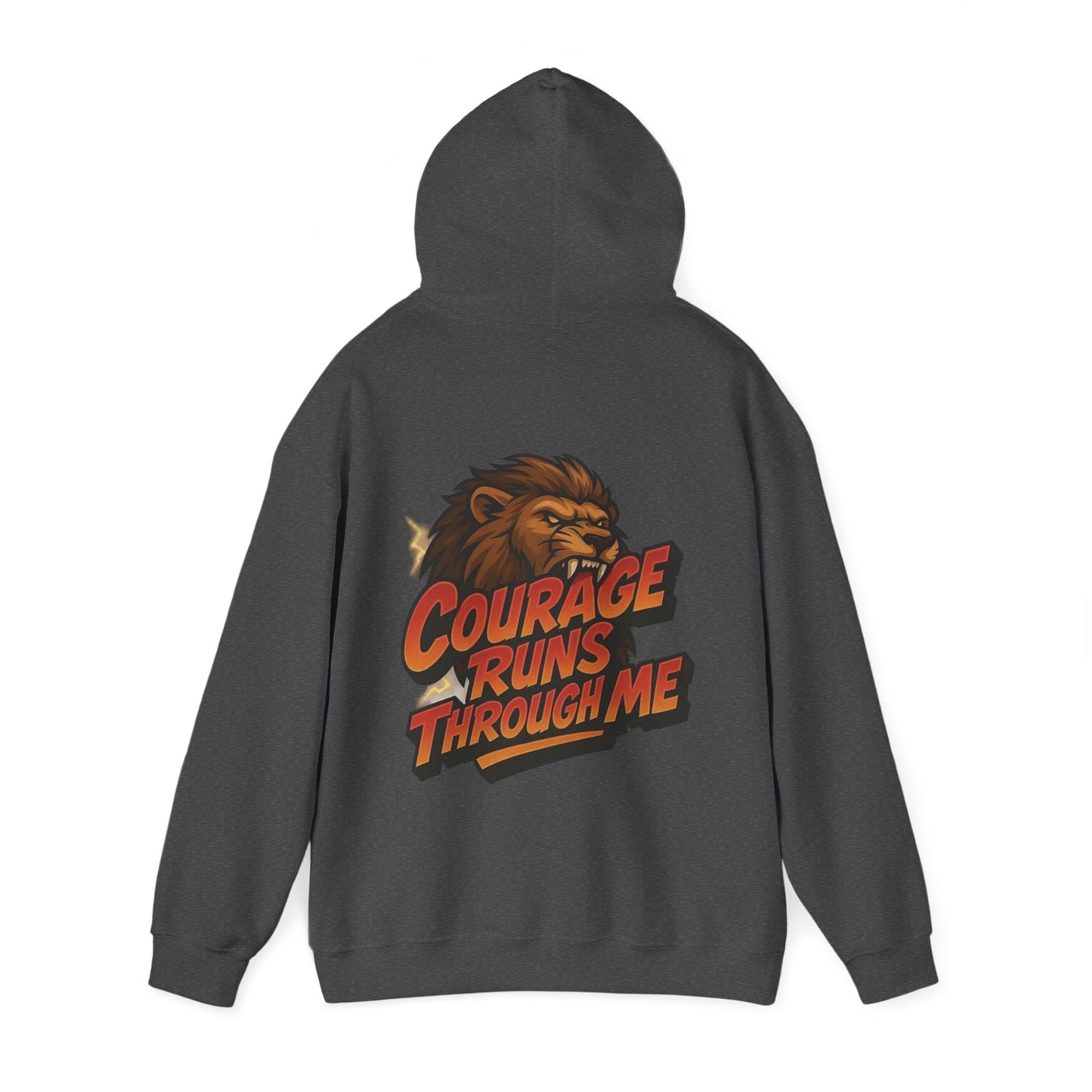 Courage Runs Through Me Hoodie - Unisex Heavy Blend Sweatshirt, Cozy Gift for Motivational Living, Perfect for Workout.