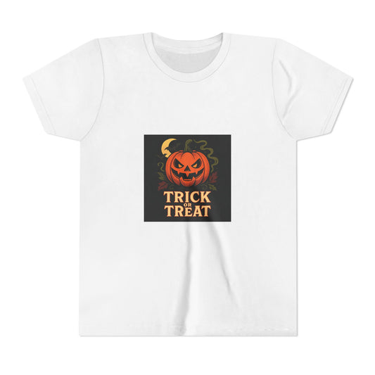 Youth Halloween Tee, Trick or Treat Shirt, Kids Costume Top, Spooky T-Shirt, Halloween Party Apparel, Fall Celebration Wear