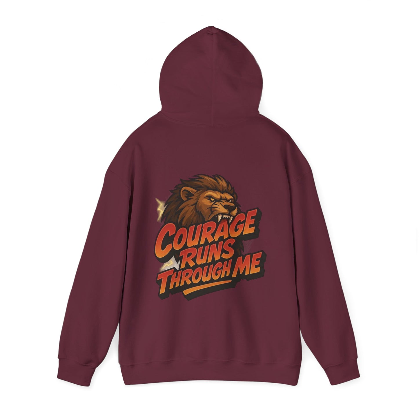 Courage Runs Through Me Hoodie - Unisex Heavy Blend Sweatshirt, Cozy Gift for Motivational Living, Perfect for Workout.