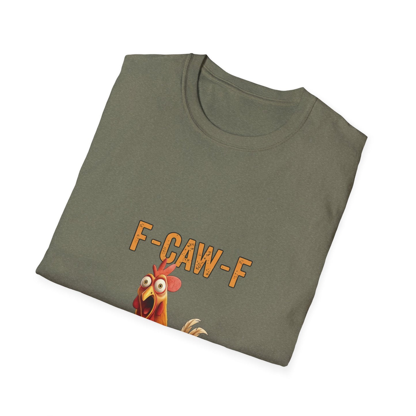 Funny Chicken T-Shirt, Unisex Softstyle Tee, F-Caw-F Humor Shirt, Gift for Animal Lovers, Cute Farm Animal Apparel