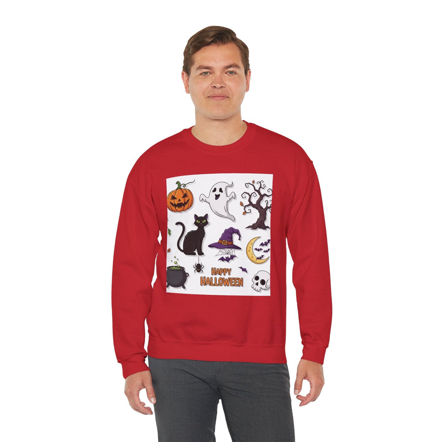 Halloween Spirit Crewneck Sweatshirt - Unisex, Cozy Halloween Gift, Fall Apparel, Spooky Season Sweater, Ghost & Pumpkin Sweatshirt