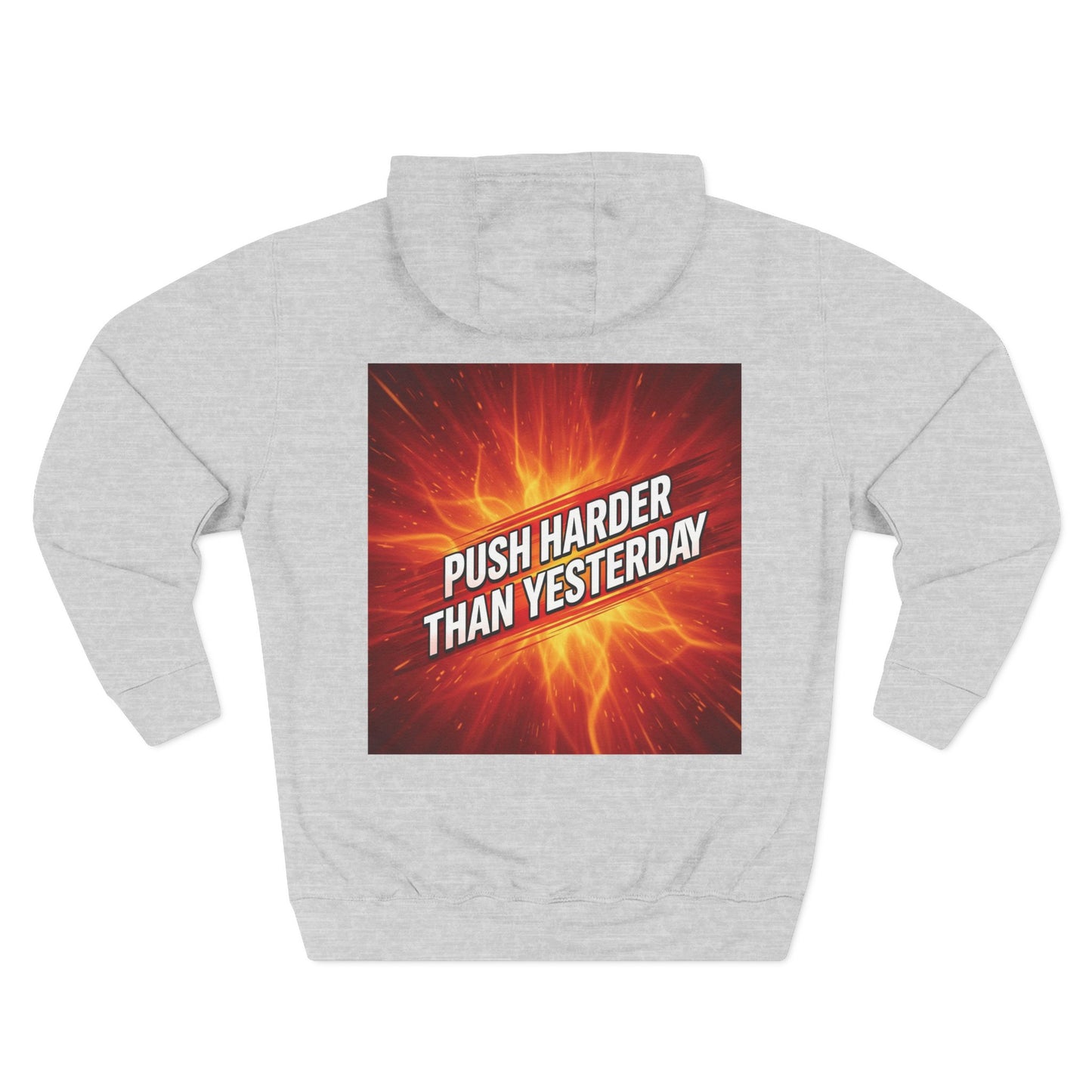 Motivational Fleece Hoodie - Push Harder Than Yesterday, Fitness Wear, Gym Apparel, Gift for Him/Her, Cozy Activewear, Inspirational