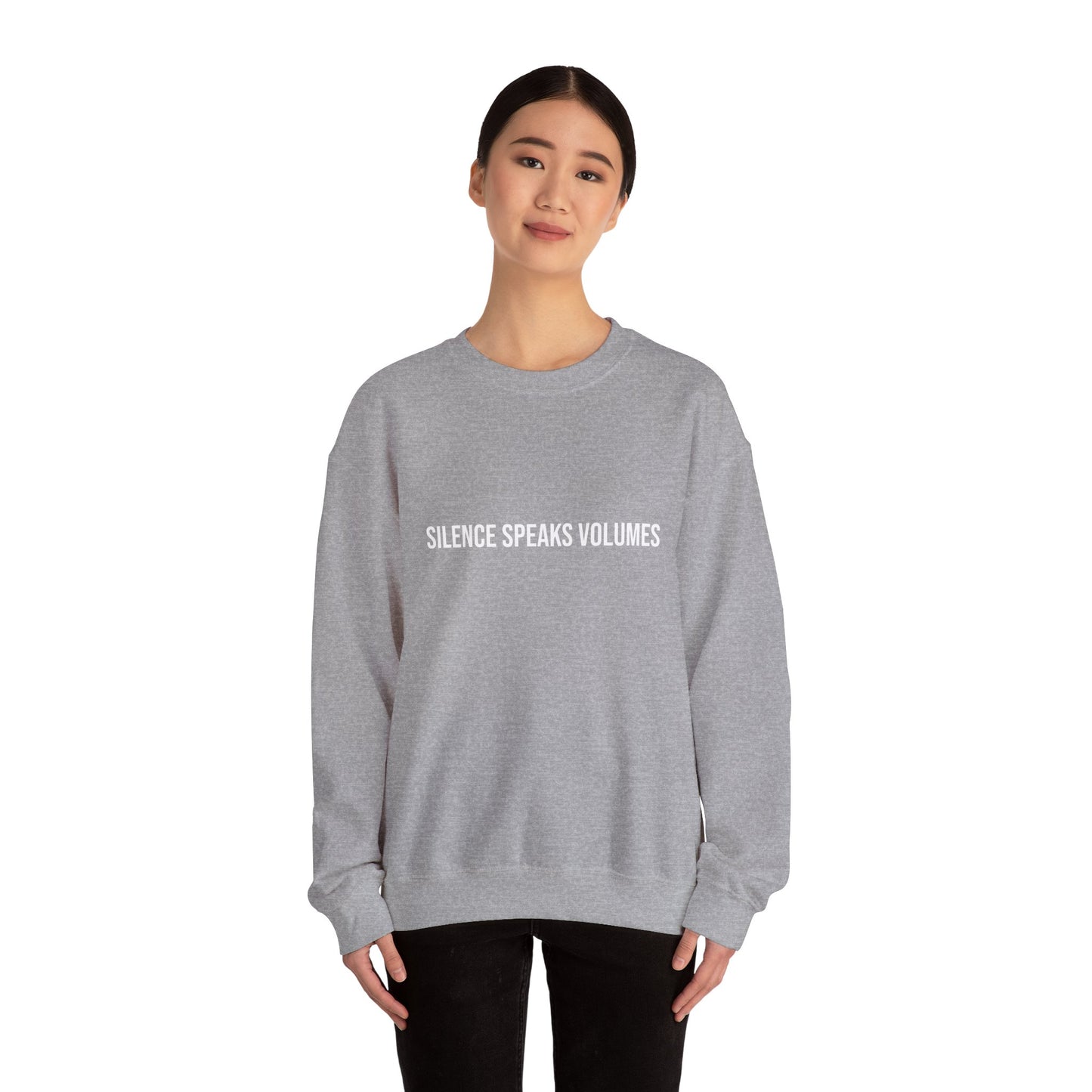 Unisex Heavy Blend™ Crewneck Sweatshirt - Silence Speaks Volumes, Cozy Casual Wear, Inspirational Gift.