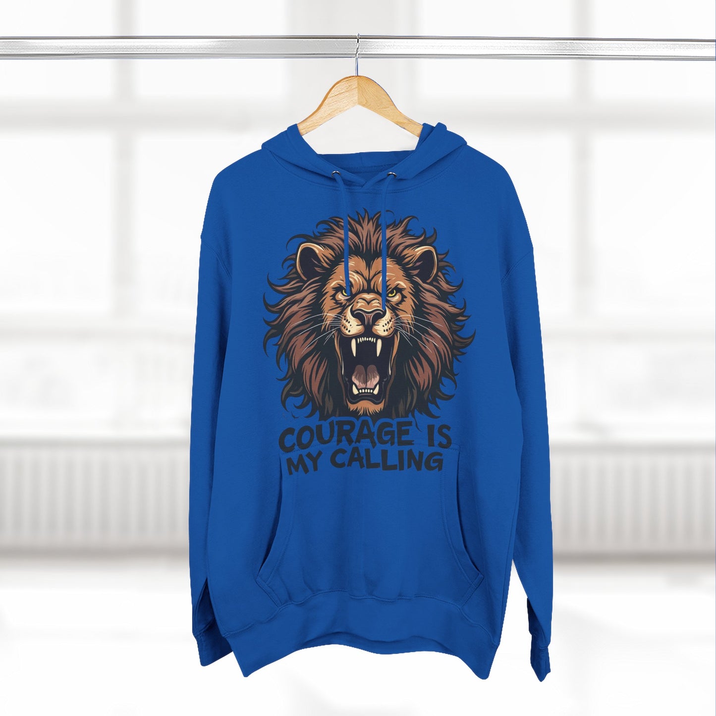 Courageous Lion Fleece Hoodie - Motivational Sweatshirt, Gift for Lion Lovers, Powerful Statement Wear, Casual Everyday Hoodie .