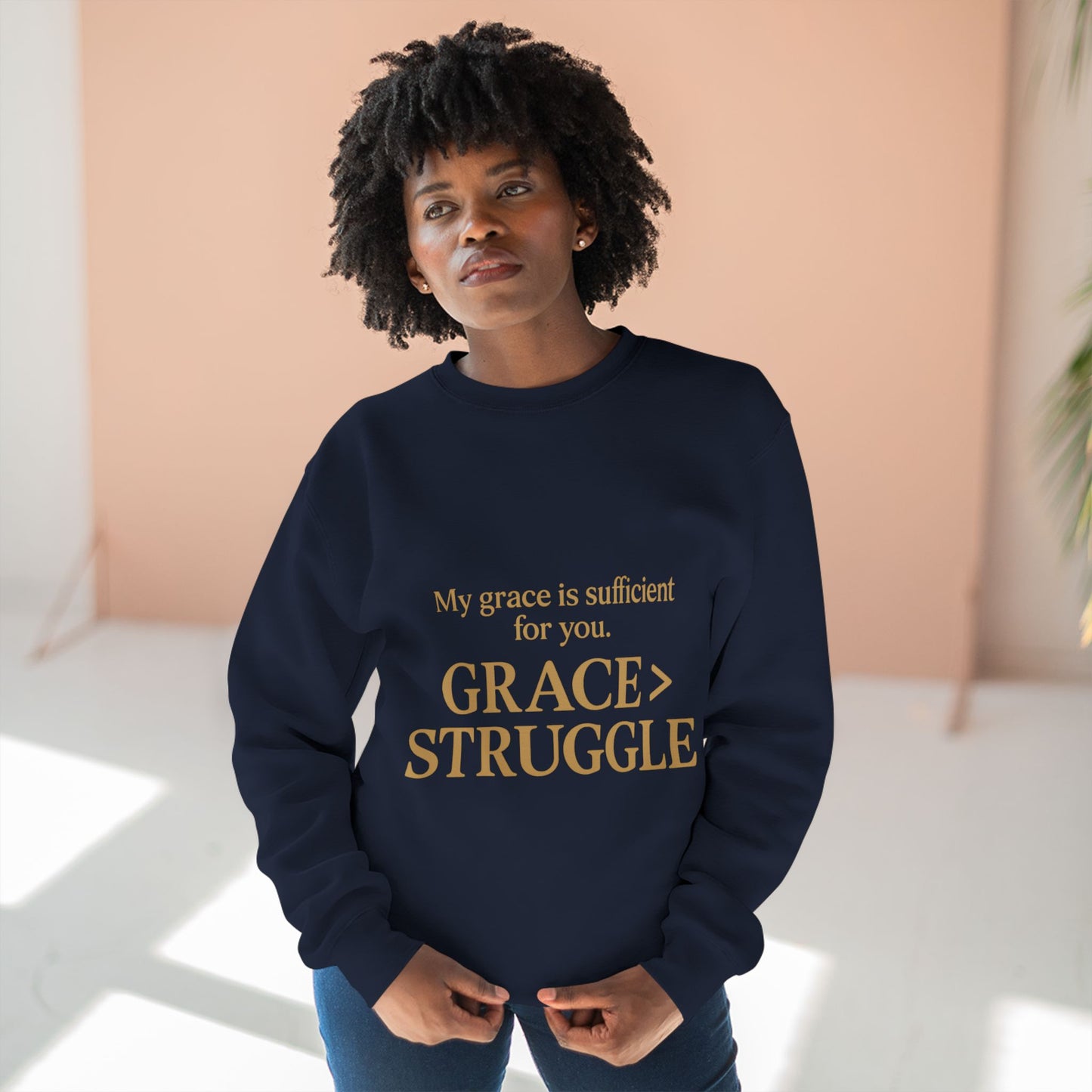 Unisex Crewneck Sweatshirt - Grace Over Struggle - Inspirational Sweatshirt, Everyday Wear, Cozy Gift, Motivational Apparel, [...]