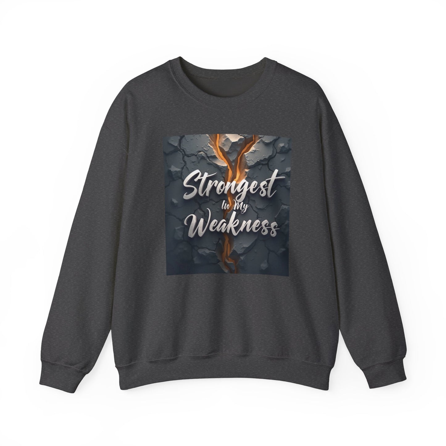 Strongest in My Weakness Sweatshirt | Cozy Unisex Crewneck | Inspirational Gift for Friends, Self-Care, Motivational Wear, Warm Layer