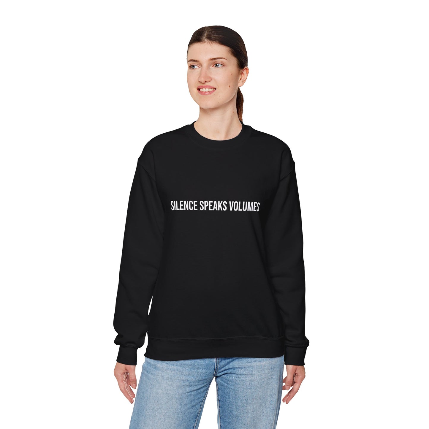 Unisex Heavy Blend™ Crewneck Sweatshirt - Silence Speaks Volumes, Cozy Casual Wear, Inspirational Gift.