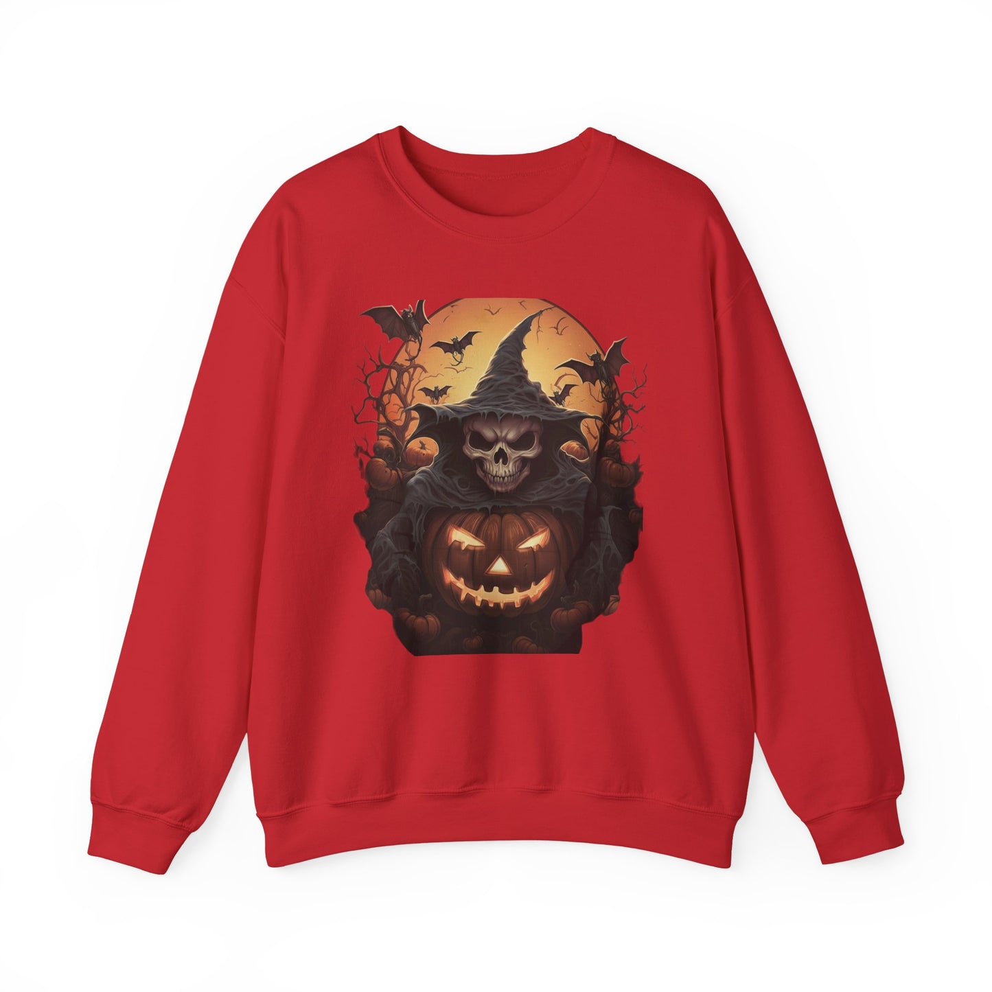 Halloween Witch Skull Sweatshirt, Unisex Crewneck, Fall Fashion, Cozy Sweater, Spooky Apparel, Halloween Gift