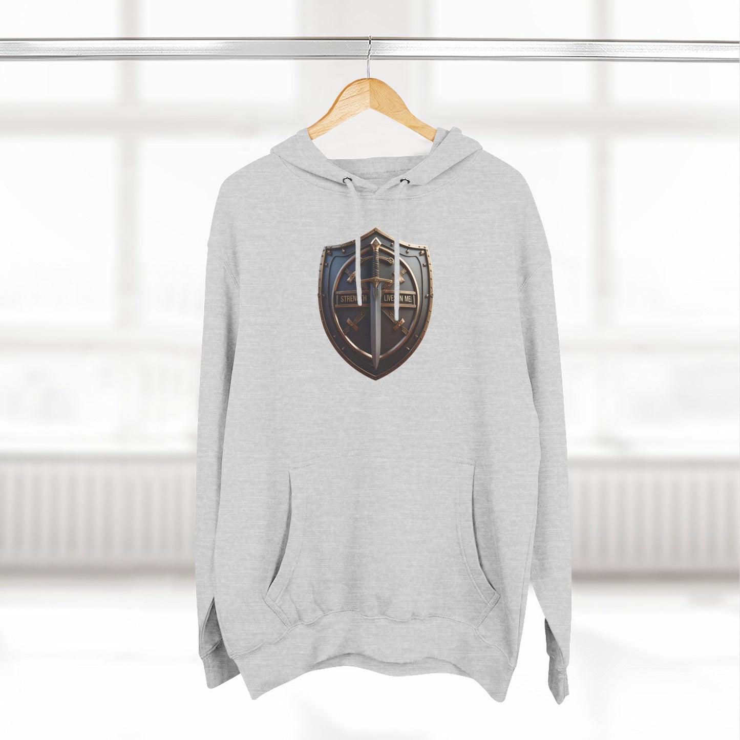 Shield Design Fleece Hoodie | Cozy Sweatshirt, Gamer Gift, Casual Wear, Winter Hoodie, Unique Gift Idea