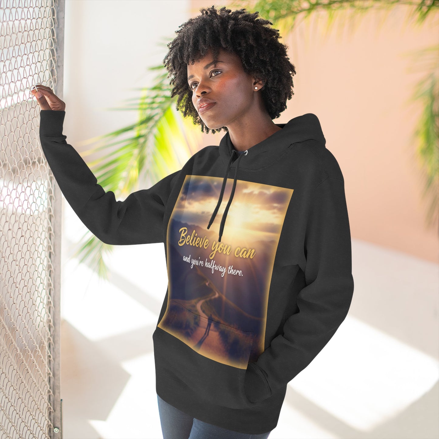 Inspirational Fleece Hoodie with Motivational Quote, Cozy Sweatshirt for All Seasons, Perfect Gift for Friends and Family