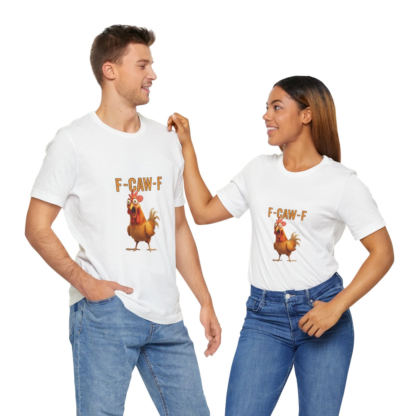 Funny Chicken Graphic Tee, Unisex Jersey Short Sleeve Shirt, Gift for Animal Lovers, Casual Wear, Humorous T-Shirt, F-CAW-F Tee