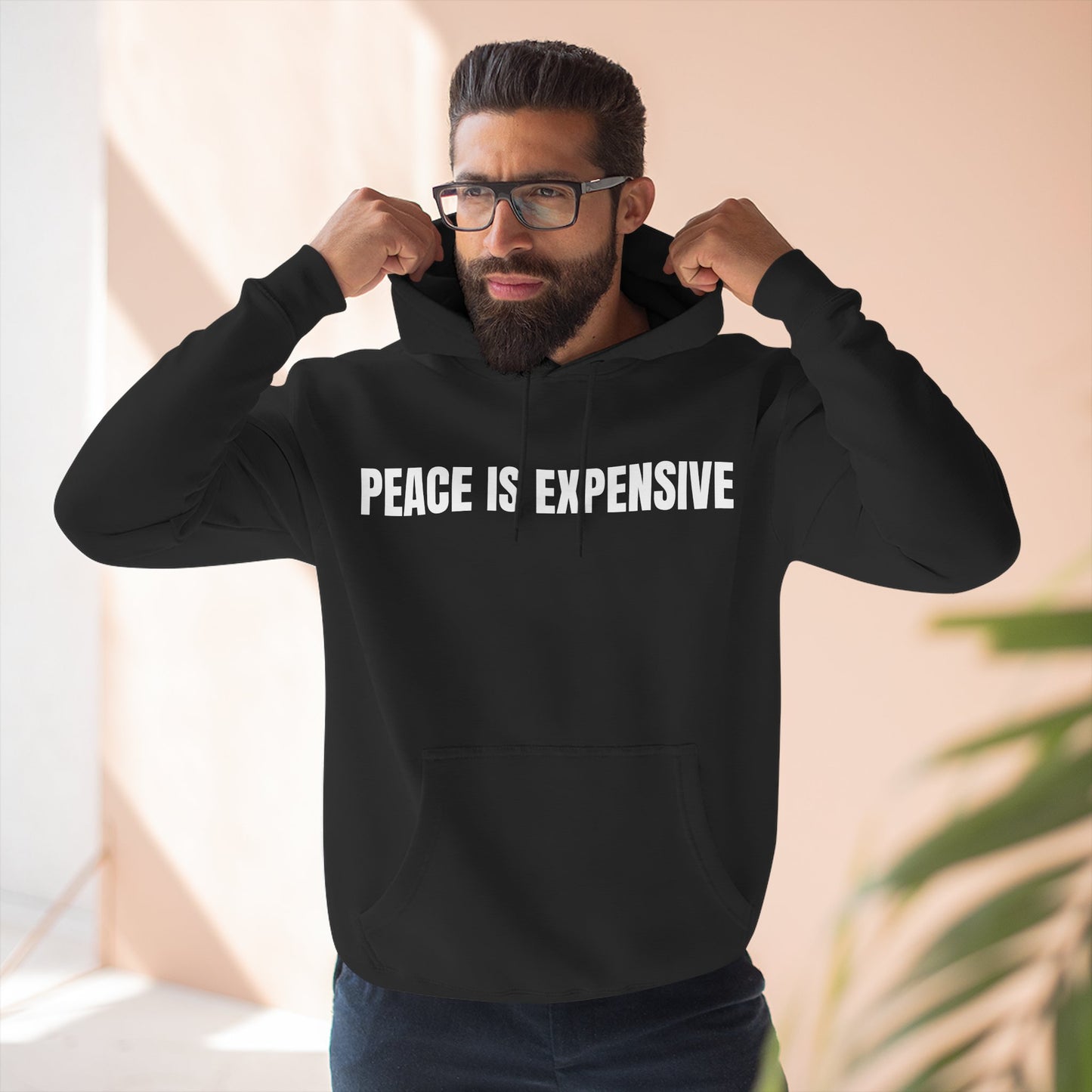 Peace is Expensive Fleece Hoodie, Cozy Pullover for Comfort, Stylish Gift for Friends, Unisex Streetwear, Warm Casual Wear