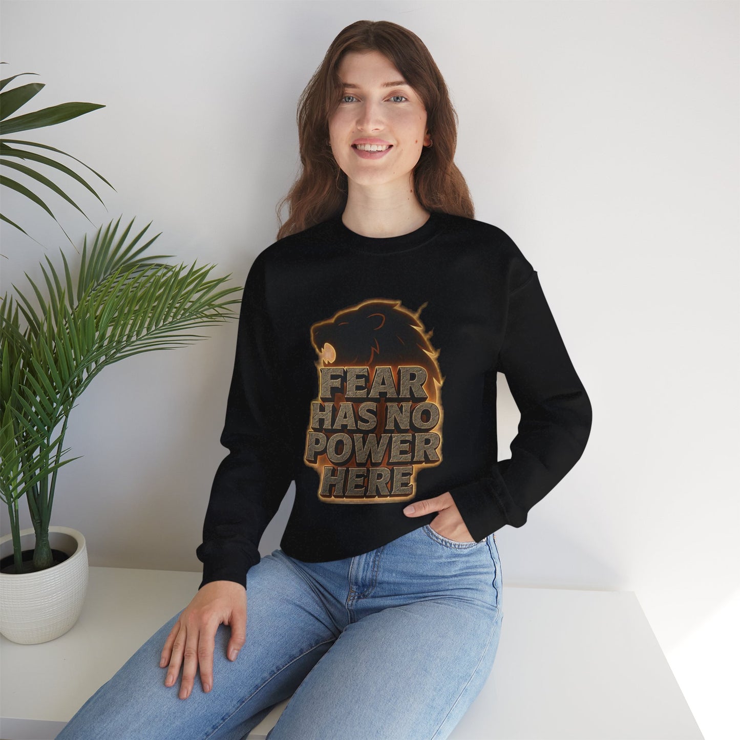 Fearless Lion Crewneck Sweatshirt - Cozy Unisex Top, Gift for Animal Lovers, Empowerment Apparel, Casual Fashion