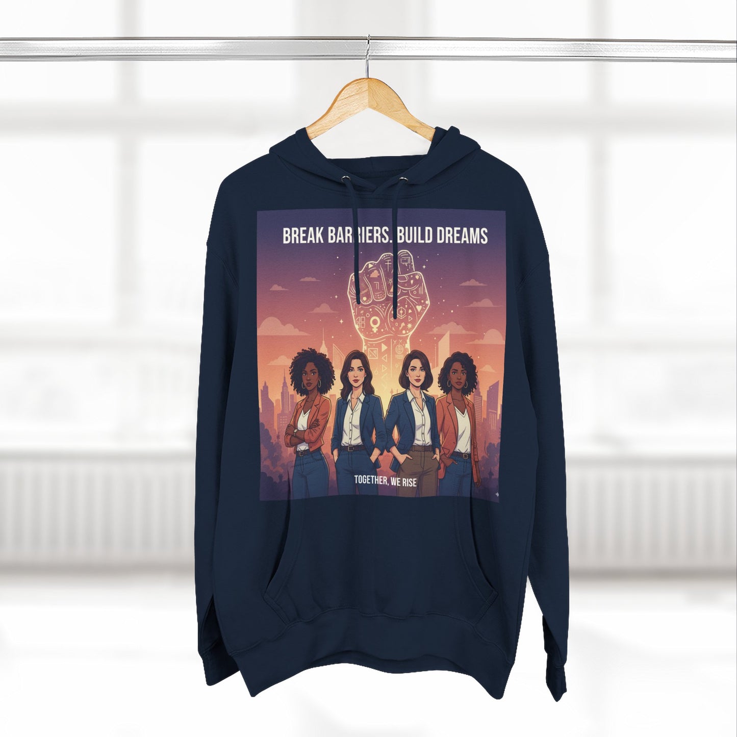 Empowering Women's Three-Panel Fleece Hoodie - Cozy, Inspirational Apparel for Dream Chasers, Gift for Her, Motivational Clothing.