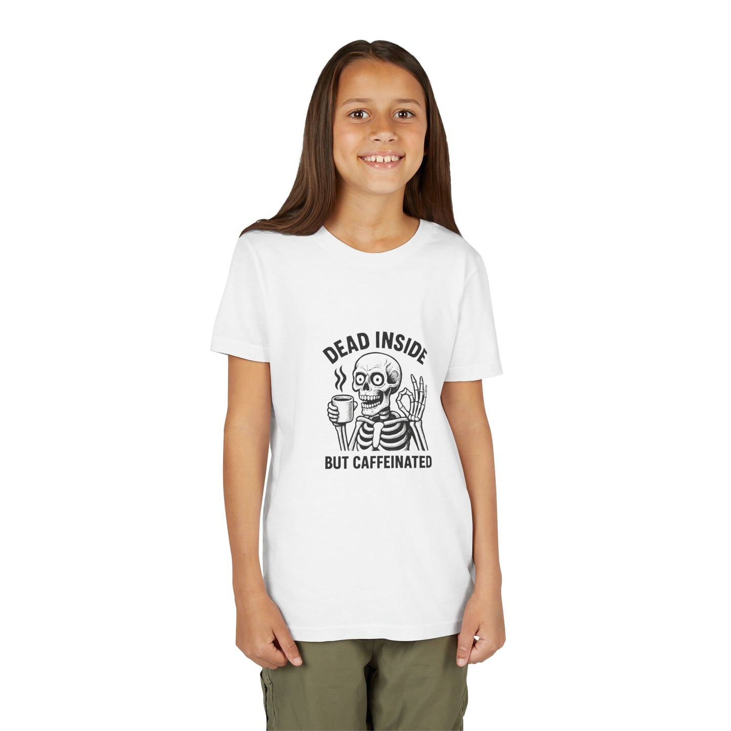Youth Short Sleeve Tee with Funny Skeleton Design - Perfect for Halloween, Birthday Gifts, Casual Wear, Everyday Humor, Teens