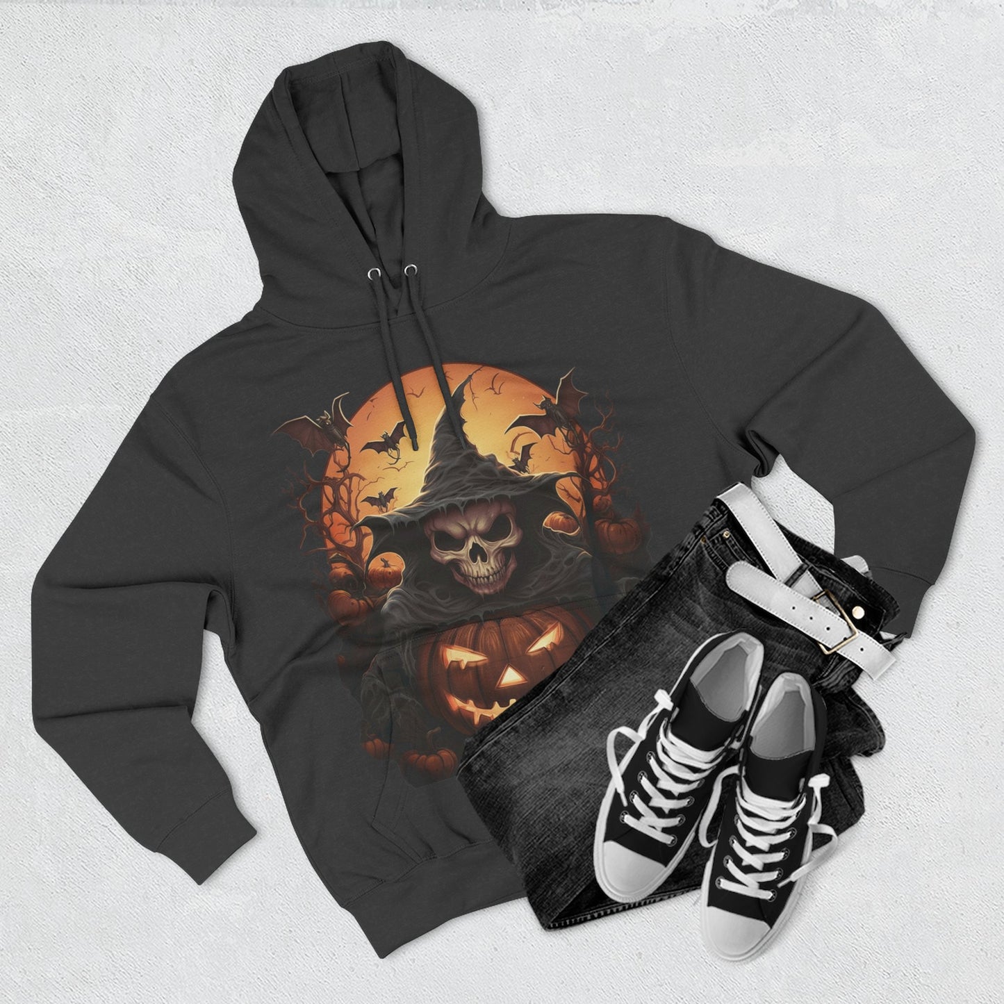 Spooky Halloween Hoodie, Fleece Sweatshirt for Fall, Cozy Witch Design, Pumpkin Decor, Unisex Gift for Halloween Lovers