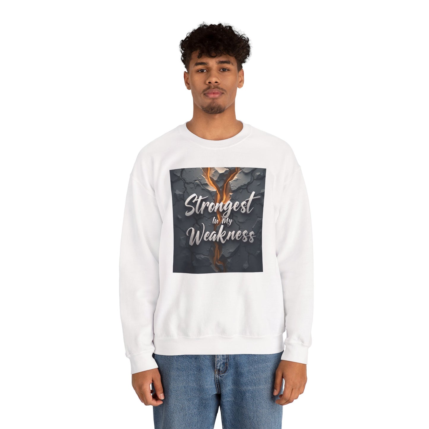 Strongest in My Weakness Sweatshirt | Cozy Unisex Crewneck | Inspirational Gift for Friends, Self-Care, Motivational Wear, Warm Layer