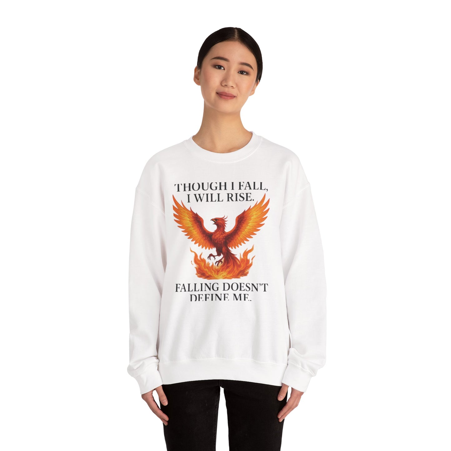 Inspirational Phoenix Crewneck Sweatshirt - Motivational Gift, Cozy Apparel, Unisex Sweatshirt, Fall & Rise Quote, Friendship Gift