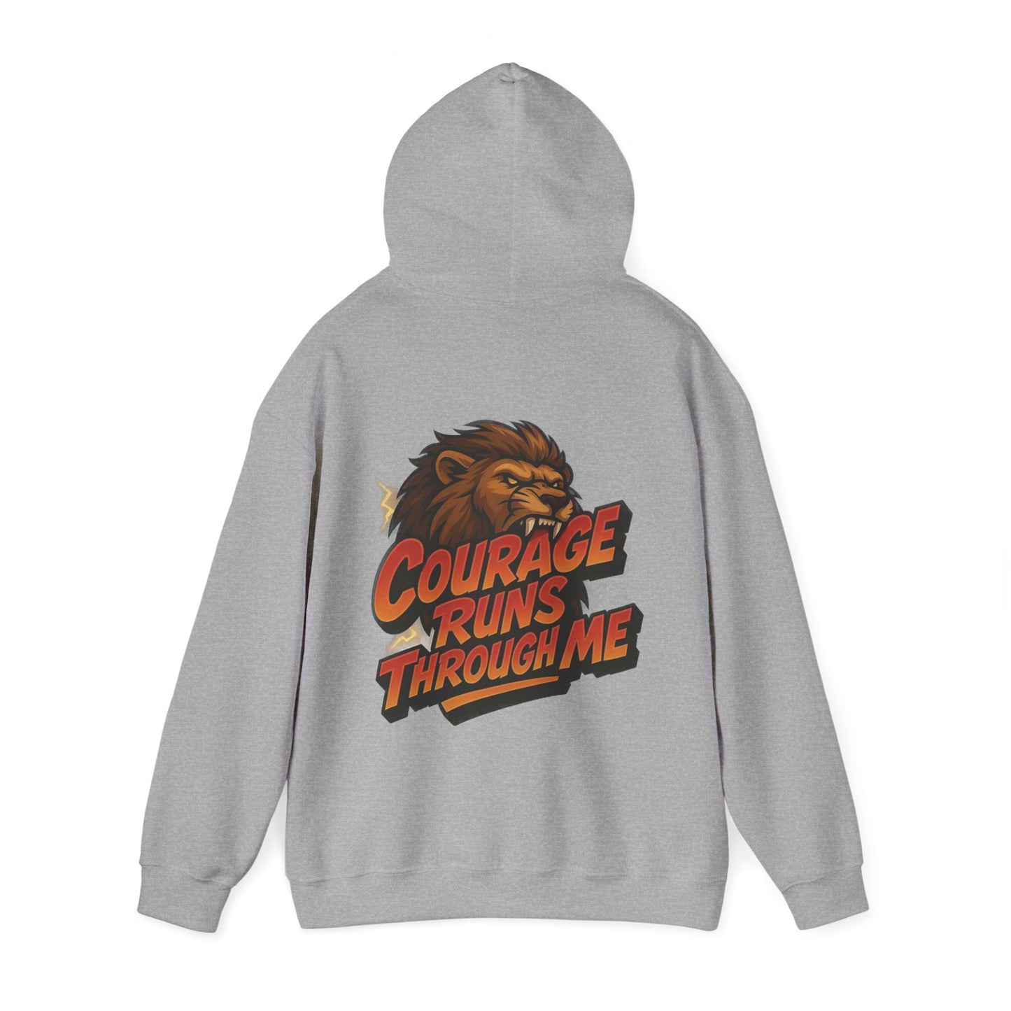 Courage Runs Through Me Hoodie - Unisex Heavy Blend Sweatshirt, Cozy Gift for Motivational Living, Perfect for Workout.
