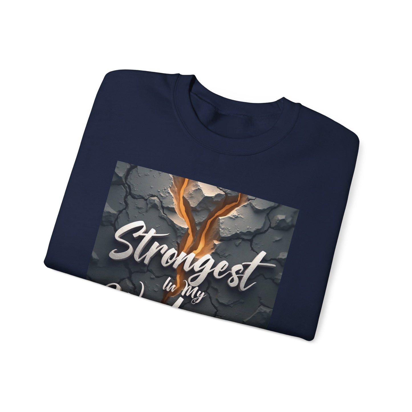 Inspirational Crewneck Sweatshirt - ‘Strongest to My Weakness’ | Cozy Gift, Motivational Wear, Unisex Apparel, Self-Care, Casual Style