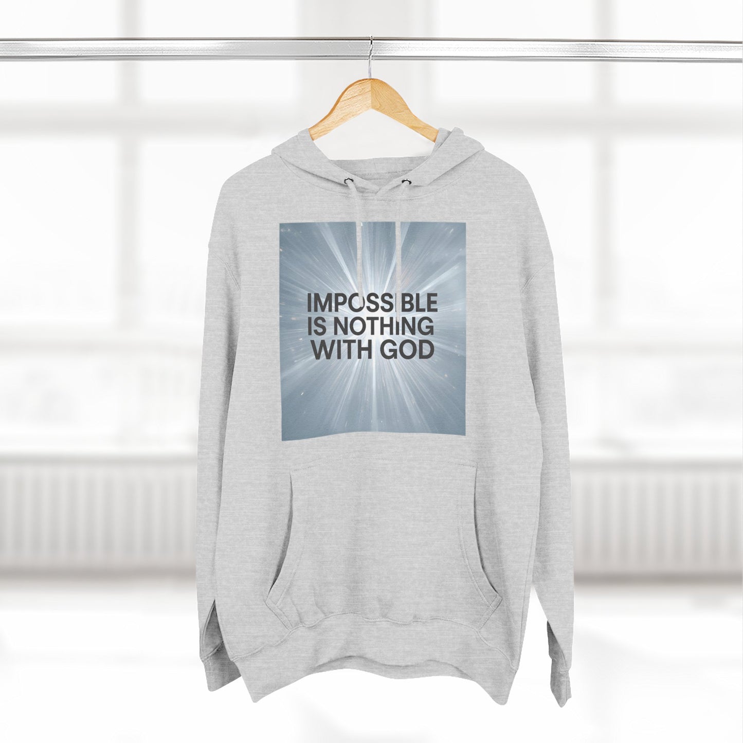Inspirational Fleece Hoodie - Impossible is Nothing with God, Cozy Sweatshirt for Faith, Spirituality, Gift for Religious Friends.