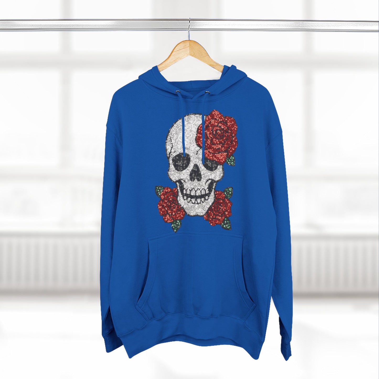 Skull and Roses Fleece Hoodie - Cozy Halloween Sweatshirt, Gothic Hoodie, Unisex Gift, Alternative Fashion, Casual Layering