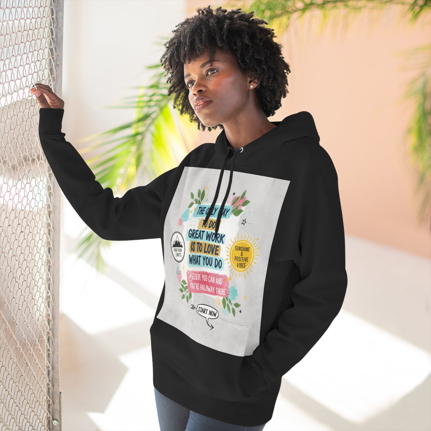 Inspiring Fleece Hoodie for Motivation, Cozy Sweatshirt, Gift for Job Seekers, Work from Home Apparel, Positive Vibes Hoodie