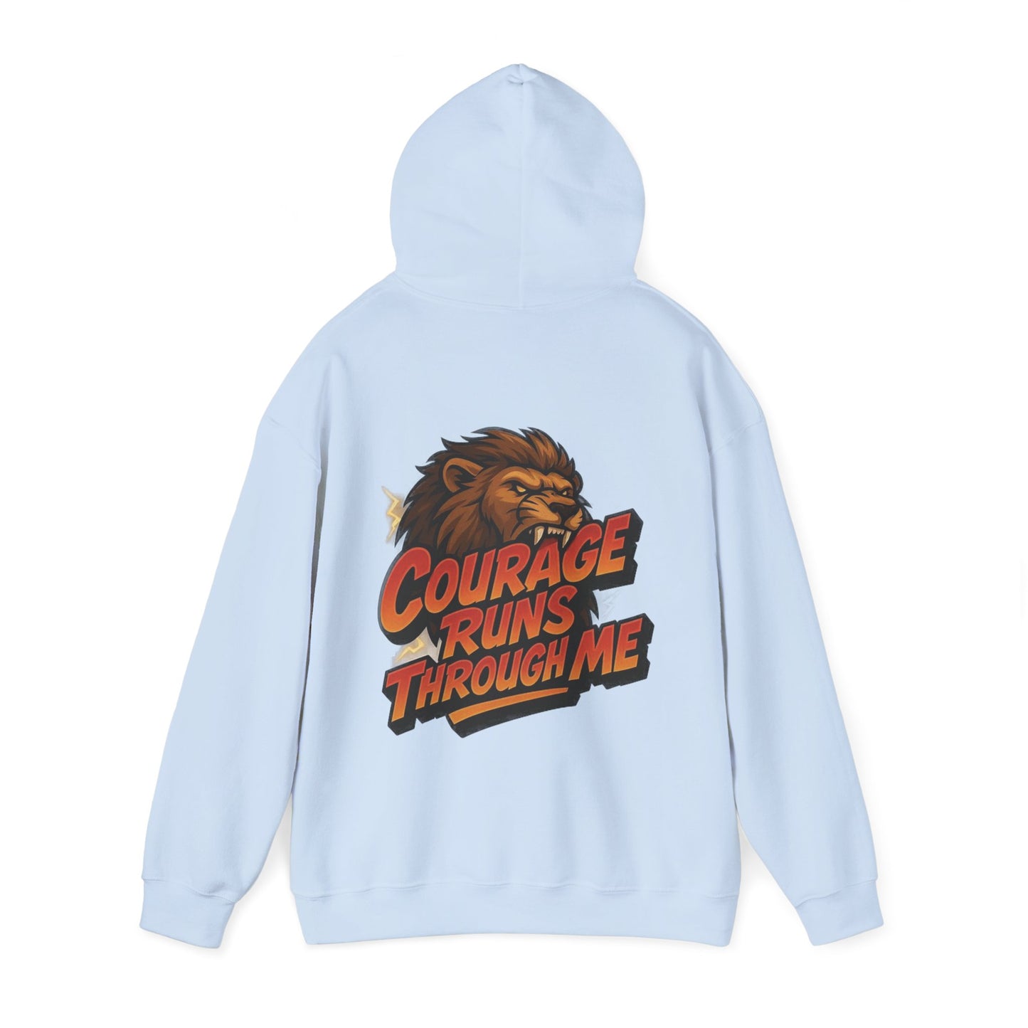 Courage Runs Through Me Hoodie - Unisex Heavy Blend Sweatshirt, Cozy Gift for Motivational Living, Perfect for Workout.