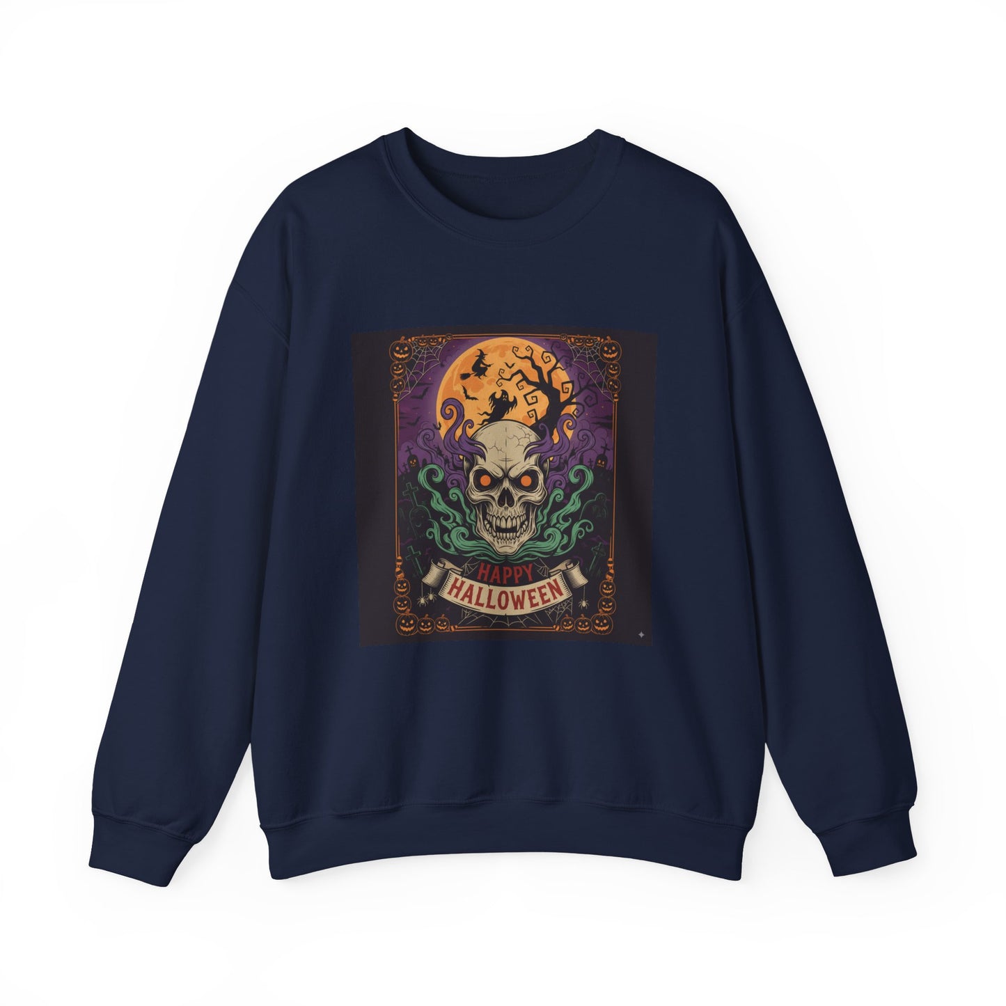 Halloween Skull Graphic Crewneck Sweatshirt, Spooky Sweatshirt, Unisex Halloween Apparel, Fall Fashion, Cozy Sweatshirt