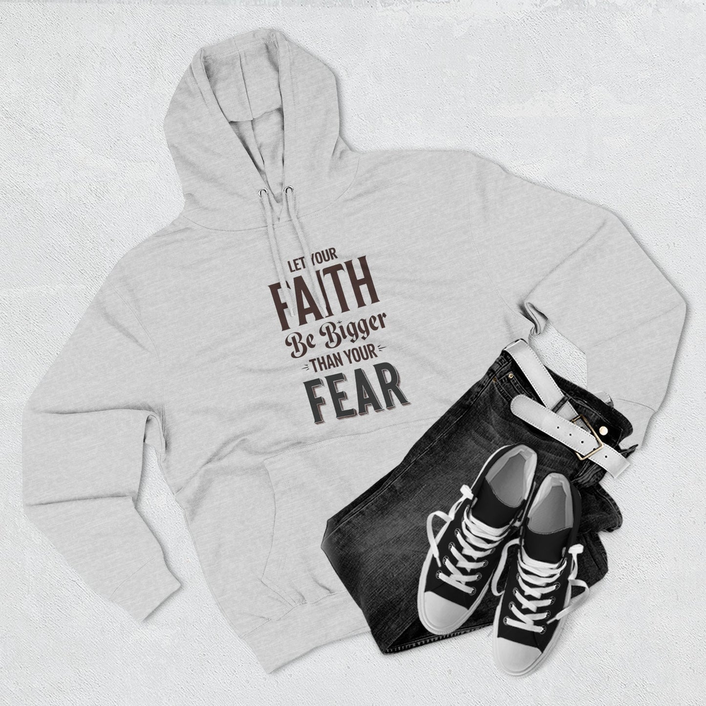 Three-Panel Fleece Hoodie, Cozy Faith Hoodie, Motivational Sweatshirt, Empowering Gift for Her, Perfect for Relaxation