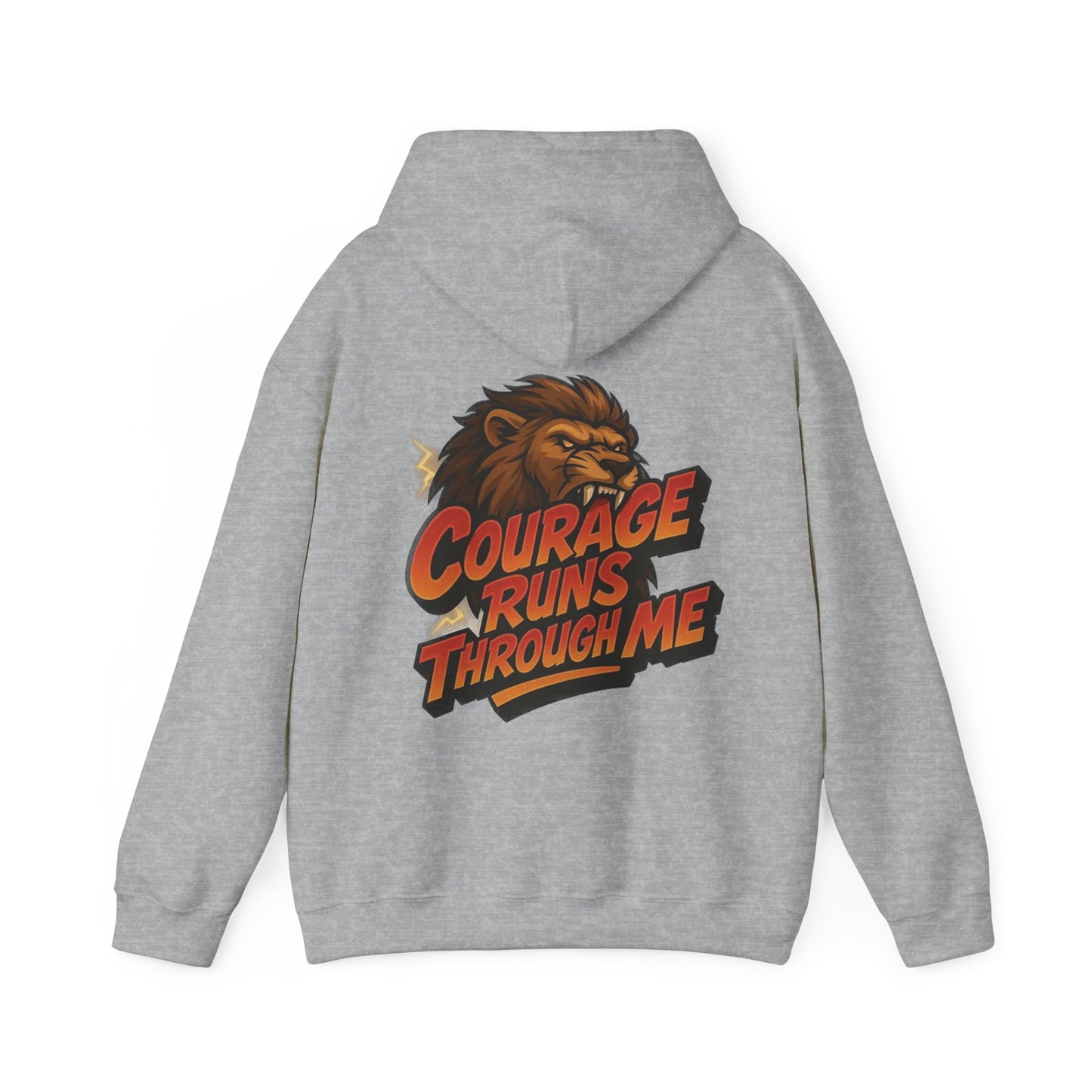 Courage Runs Through Me Hoodie - Unisex Heavy Blend Sweatshirt, Cozy Gift for Motivational Living, Perfect for Workout.