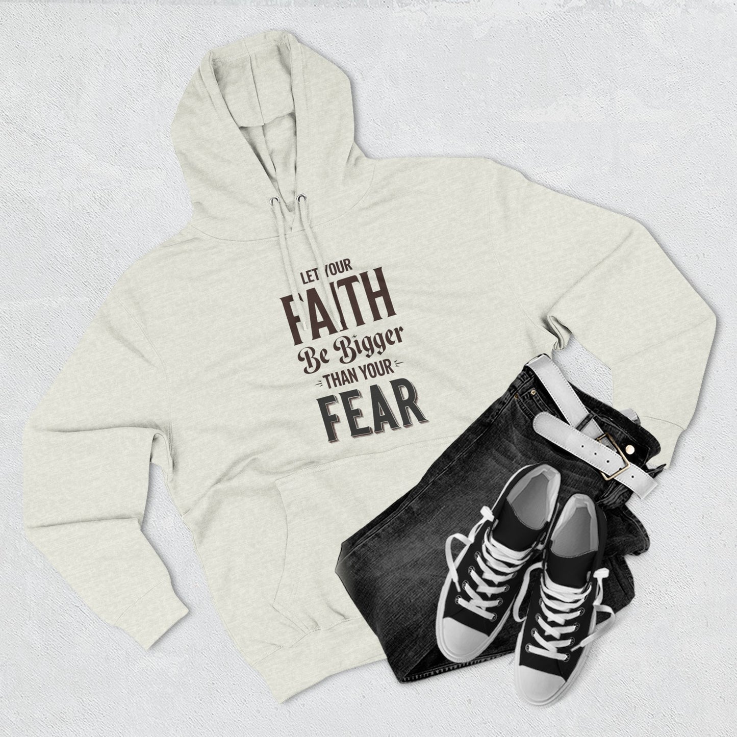 Three-Panel Fleece Hoodie, Cozy Faith Hoodie, Motivational Sweatshirt, Empowering Gift for Her, Perfect for Relaxation