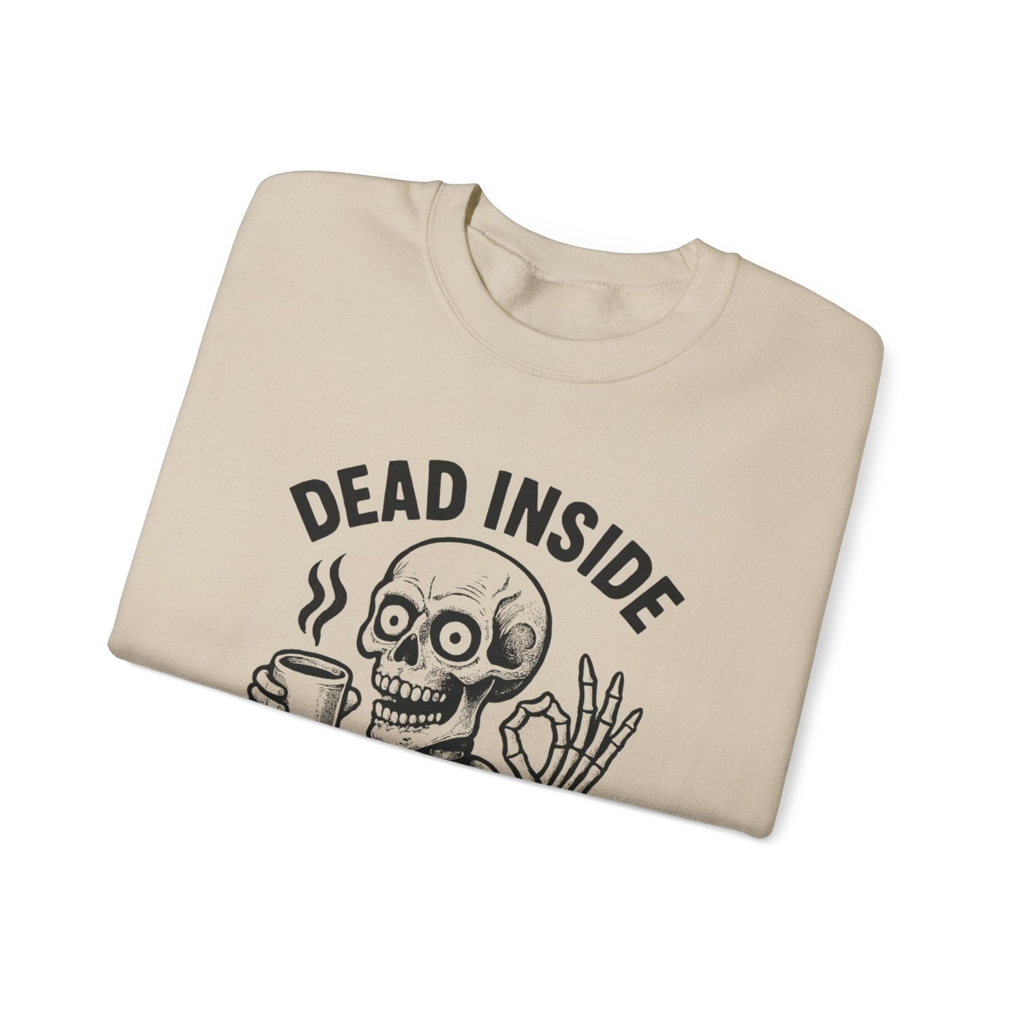 Caffeinated Skeleton Crewneck Sweatshirt - Cozy Unisex Pullover, Fun Halloween Gift, Casual Fashion, Spooky Lounge Wear, Everyday Comfort