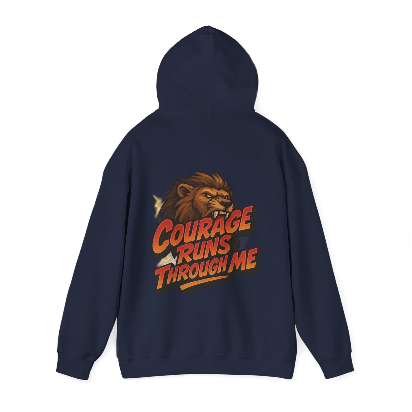 Courage Runs Through Me Hoodie - Unisex Heavy Blend Sweatshirt, Cozy Gift for Motivational Living, Perfect for Workout.