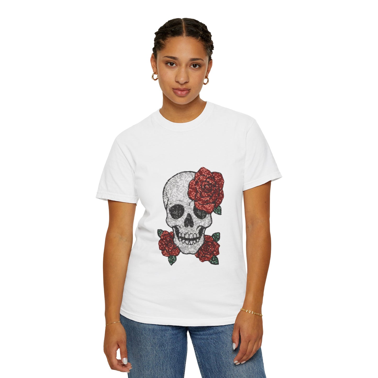 Skull and Roses T-Shirt | Boho-Chic Wear, Vintage Style Shirt, Gift for Her, Festival Outfit, Casual Everyday Tee