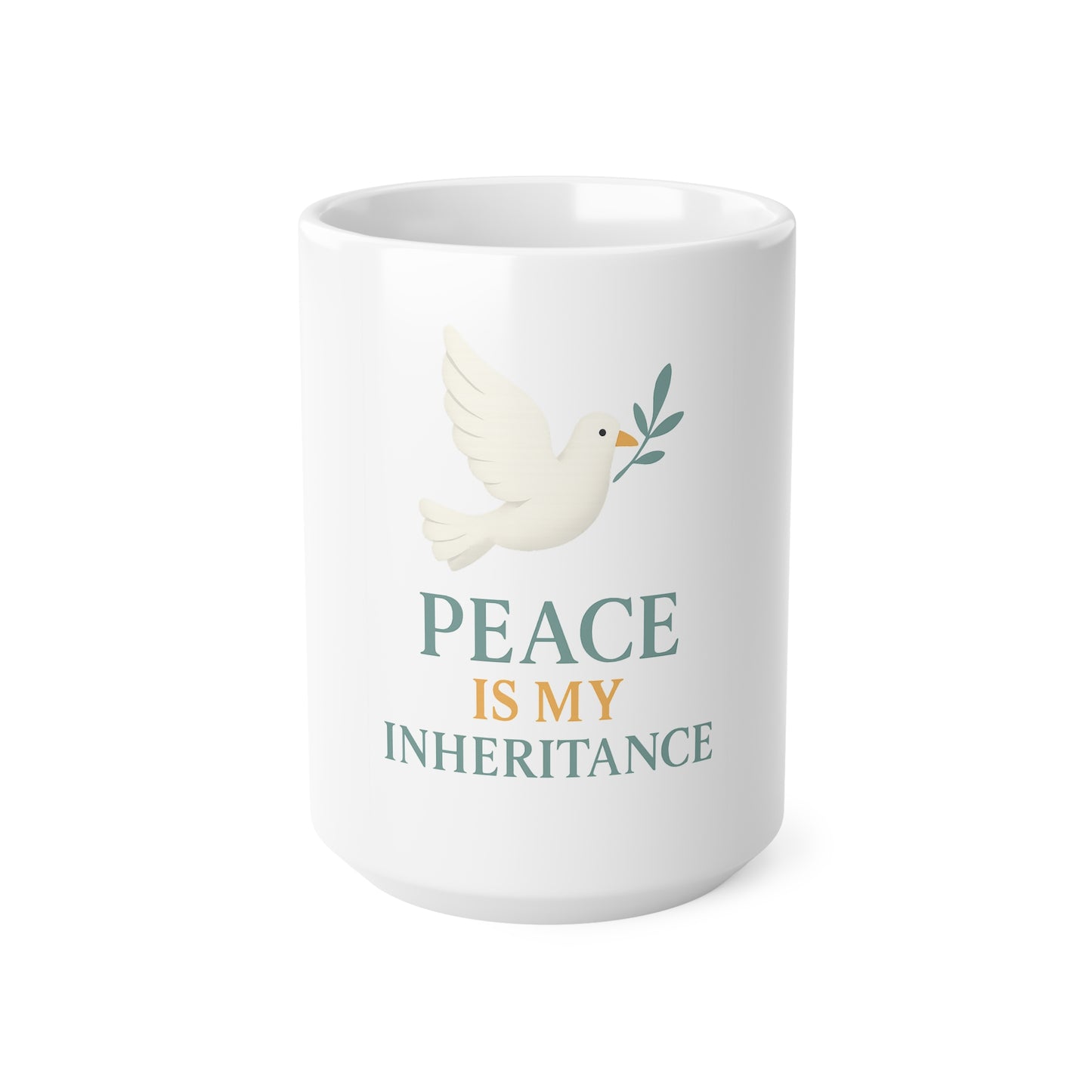 Ceramic Coffee Mug with Inspirational Quote - Peace is My Inheritance, Gift for Home, Office, Self-Care, Spirituality, Motivational Gift
