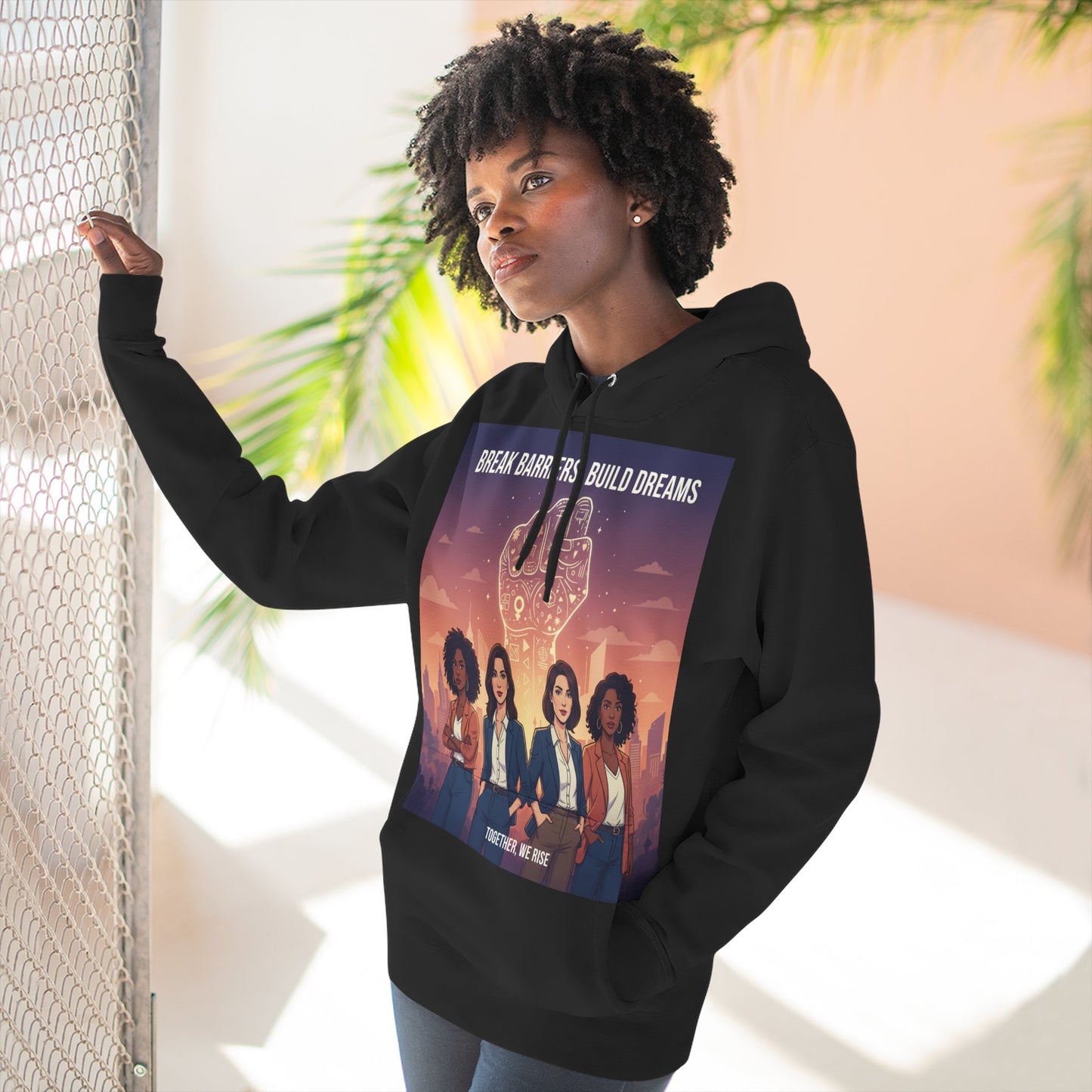 Empowering Women's Three-Panel Fleece Hoodie - Cozy, Inspirational Apparel for Dream Chasers, Gift for Her, Motivational Clothing.