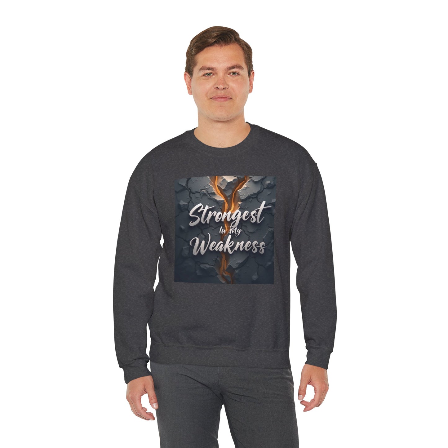 Strongest in My Weakness Sweatshirt | Cozy Unisex Crewneck | Inspirational Gift for Friends, Self-Care, Motivational Wear, Warm Layer