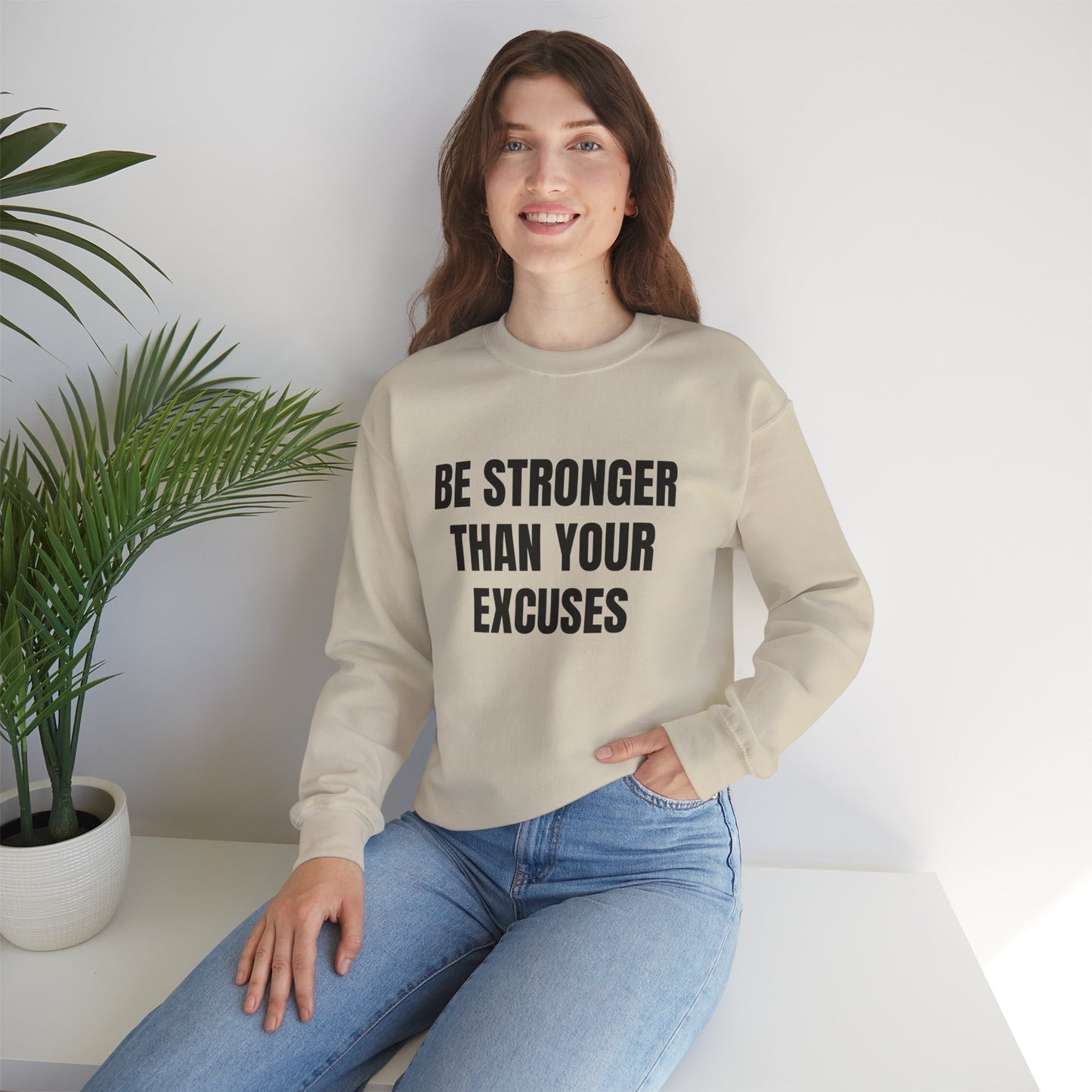 Motivational Crewneck Sweatshirt - Be Strong, Inspirational Gift for Fitness Lovers, Casual Cozy Sweater for Everyday Wear.