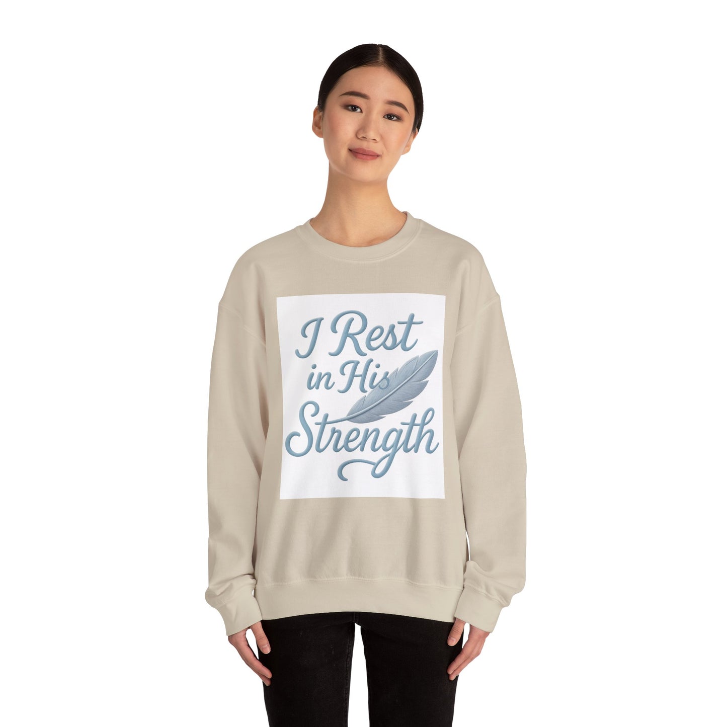 Inspirational Strength Crewneck Sweatshirt, Gift for Him, Motivational Apparel, Cozy Sweater for Faith, Relaxed Comfort Wear